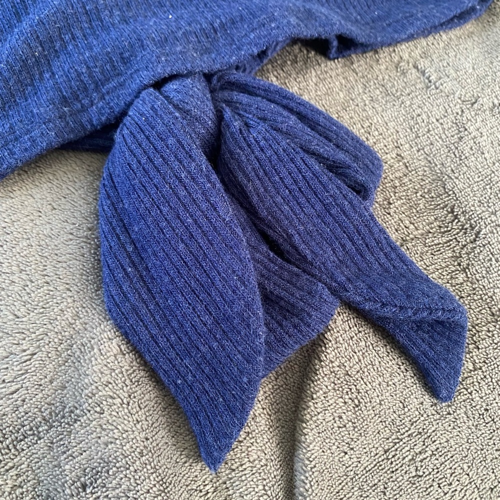 Navy Blue Ribbed Tie-Front/Back Tank Top - Picture 5 of 7